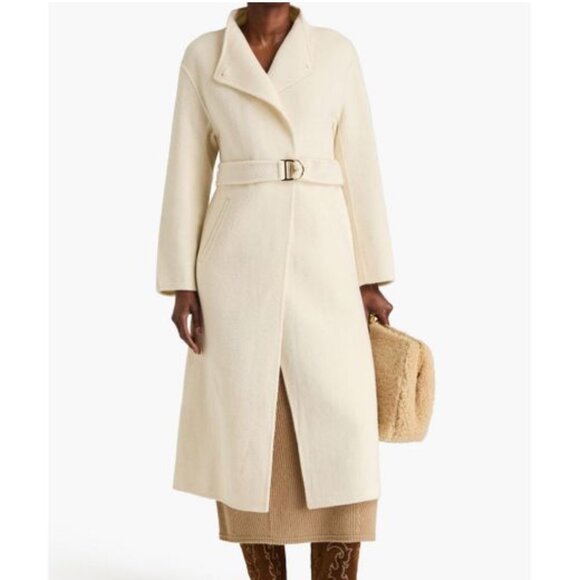 MAJE Genesis Belted Ivory Wool-Blend Coat Size 34 NWOT - Picture 3 of 12